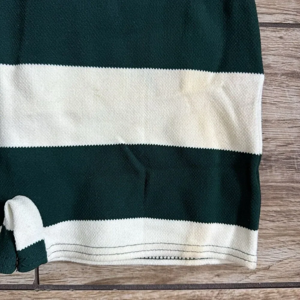 Vintage 60s Mens Square Swim Bathing Trunks Stripe Green White Large
